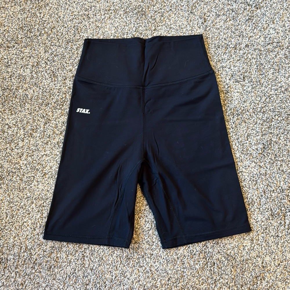 STAX. Black High-Waist Biker Shorts